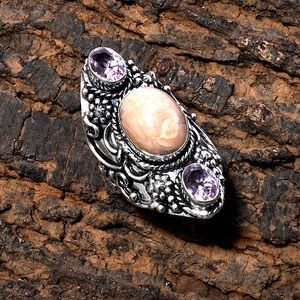 Aventurine and amethyst Victorian style ring